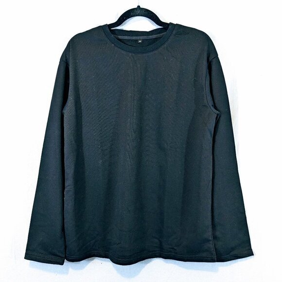 NWOT Black Long Sleeve Pullover Sweatshirt Top Size M - Picture 1 of 5